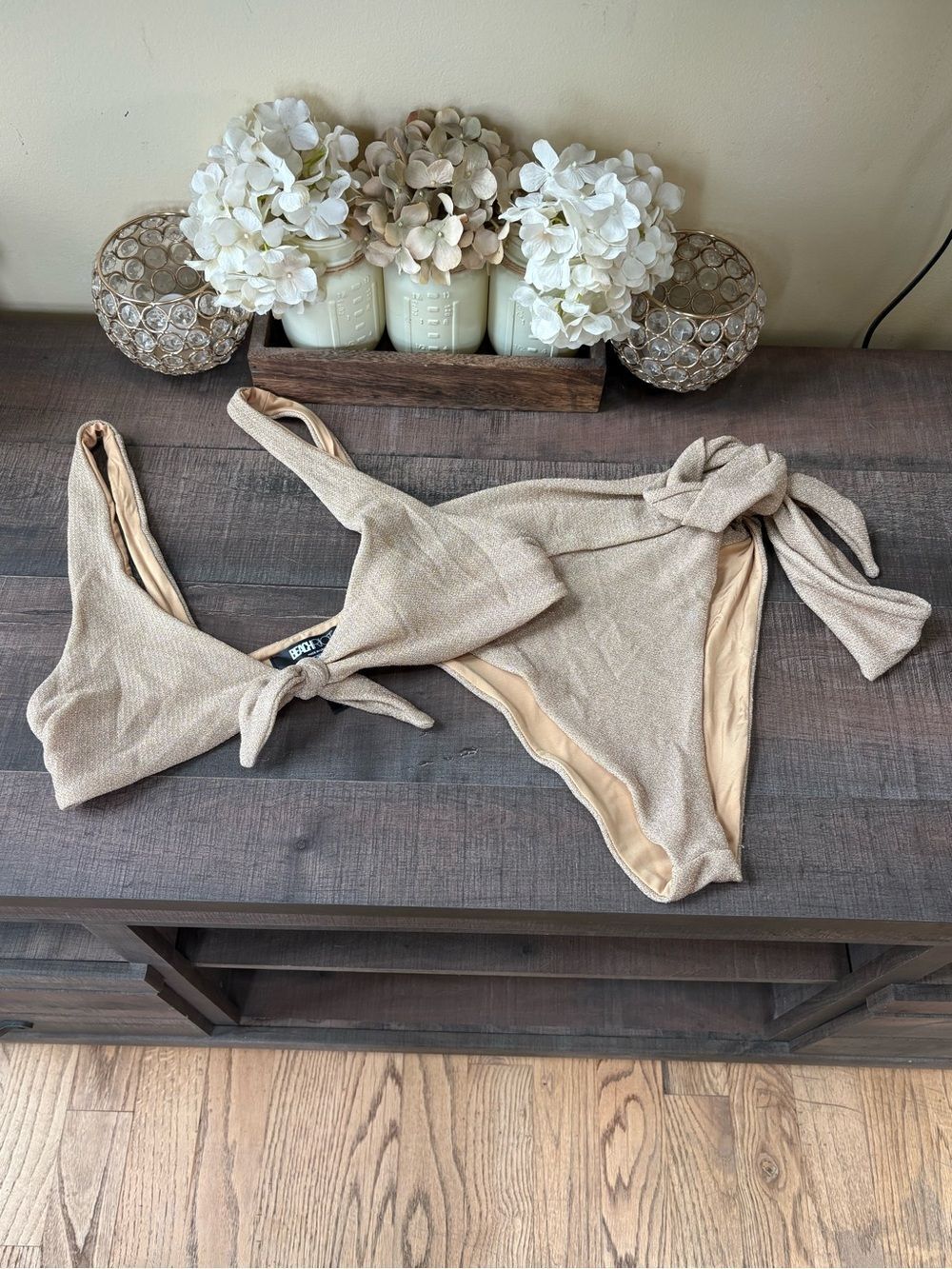 Beach Riot Beige Glitter Bikini Set